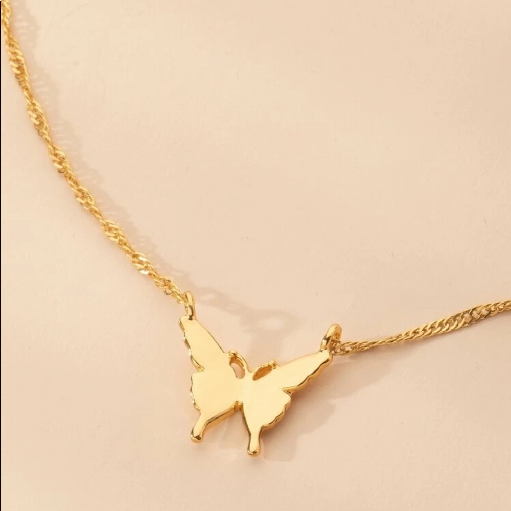 3/$30 Gold Butterfly Charm Necklace - Picture 2 of 7